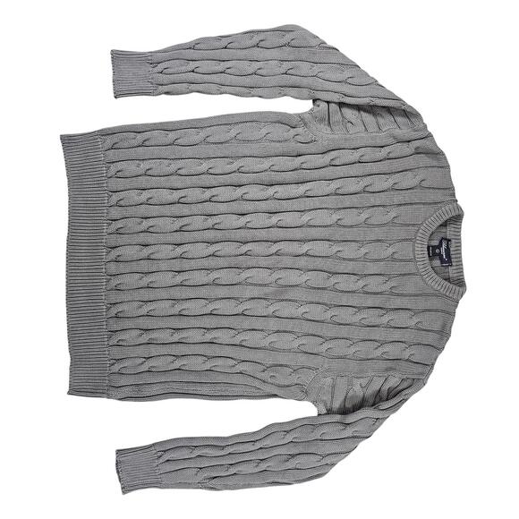 VTG 90s Blumarine Uomo Italy Gray Chunky Cable Knit Cotton Sweater L (modern M) - Picture 6 of 8